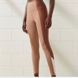 Abercrombie YPB sculptLUX‎ Curve Love 7/8 Leggings Tan Brown Colorblock XS Long